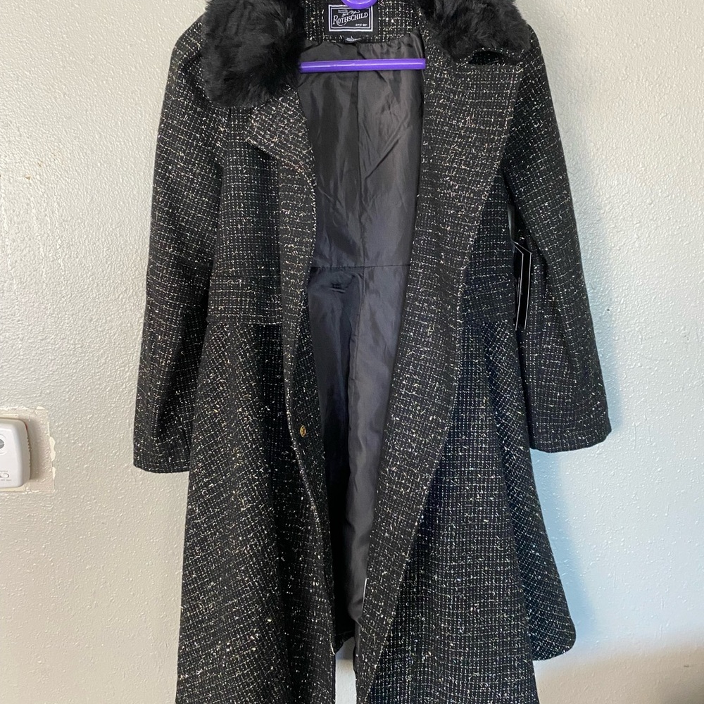 NWT Rothschild Black Tweed Pea Coat